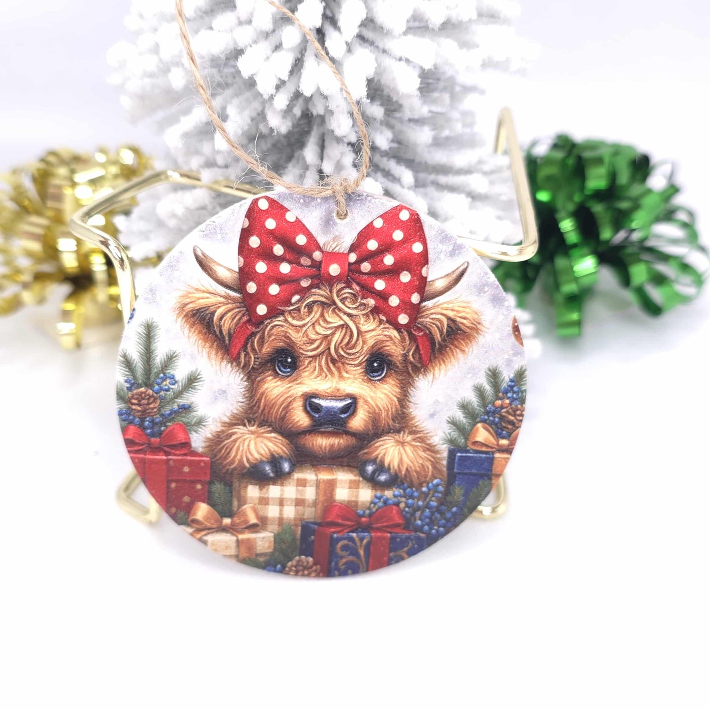 Snowman & Highland Cow Christmas Ornaments