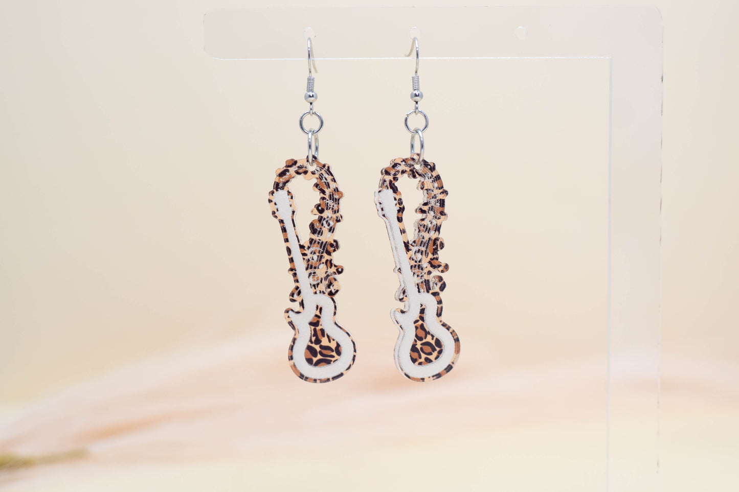 Leopard Guitar Earrings