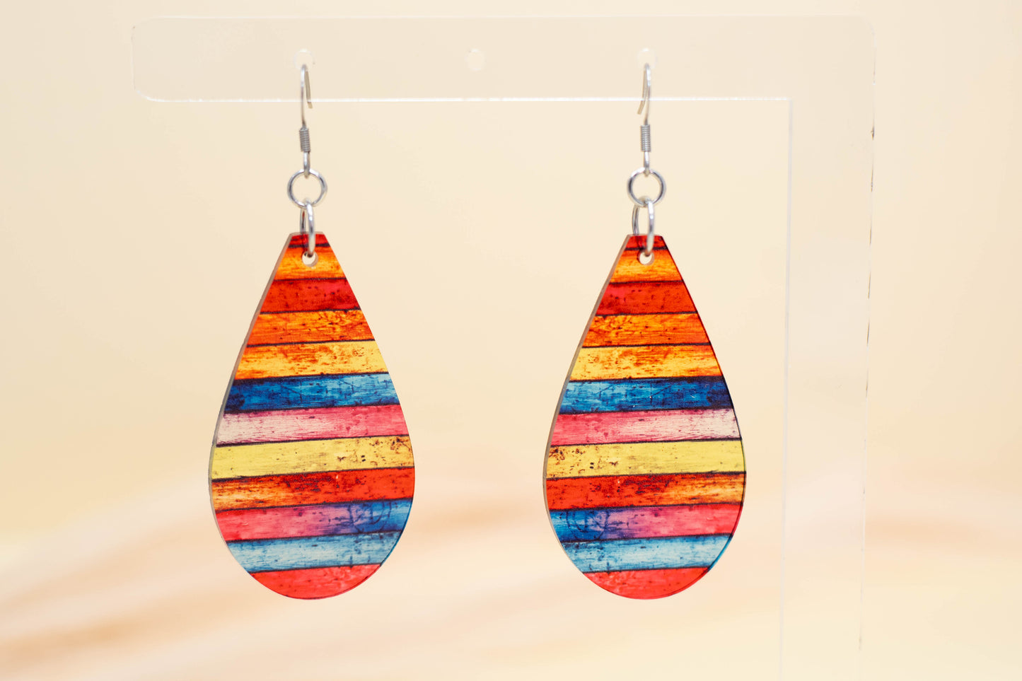 Rainbow Western Stripe Teardrop Earrings