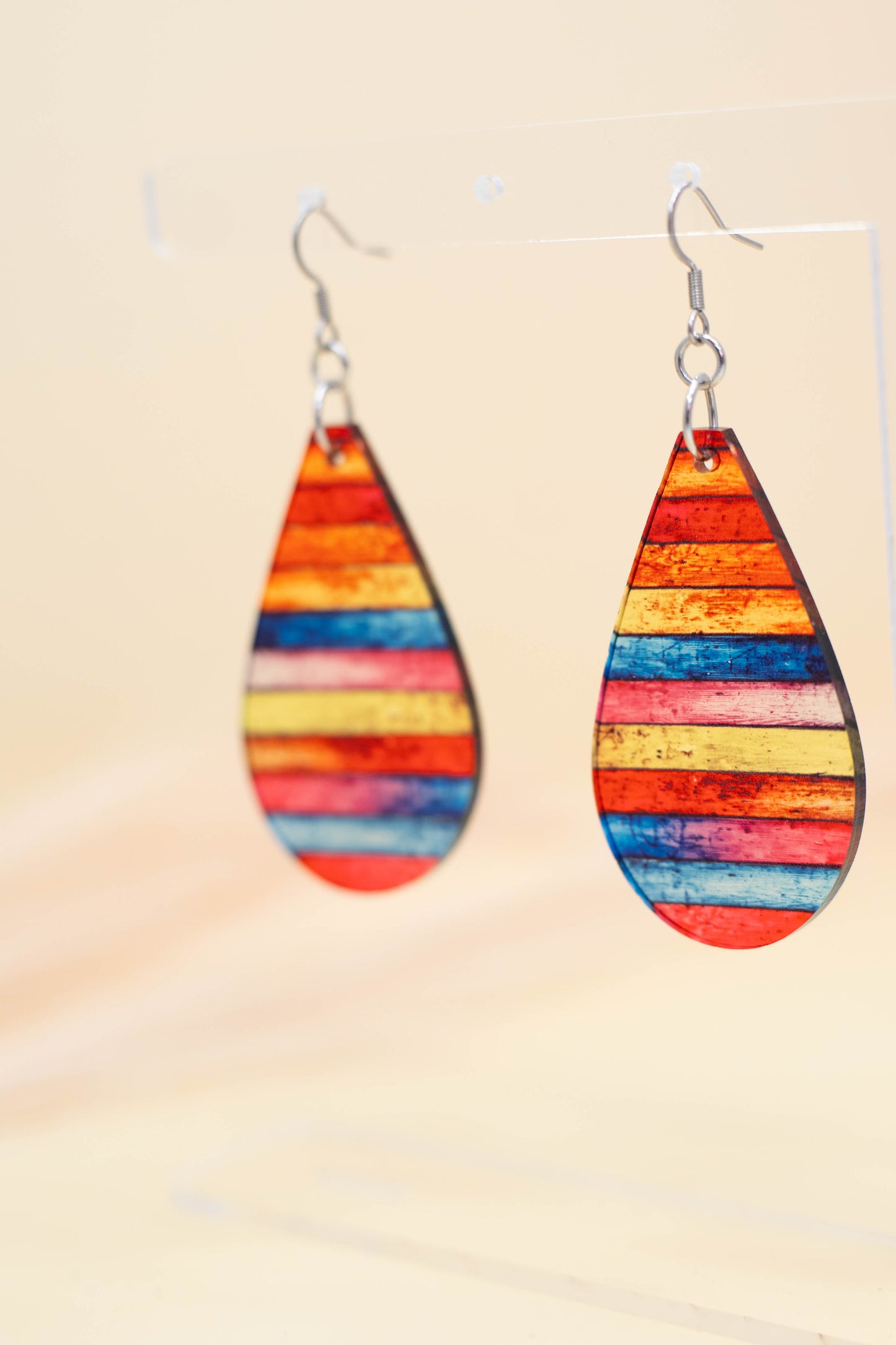 Rainbow Western Stripe Teardrop Earrings