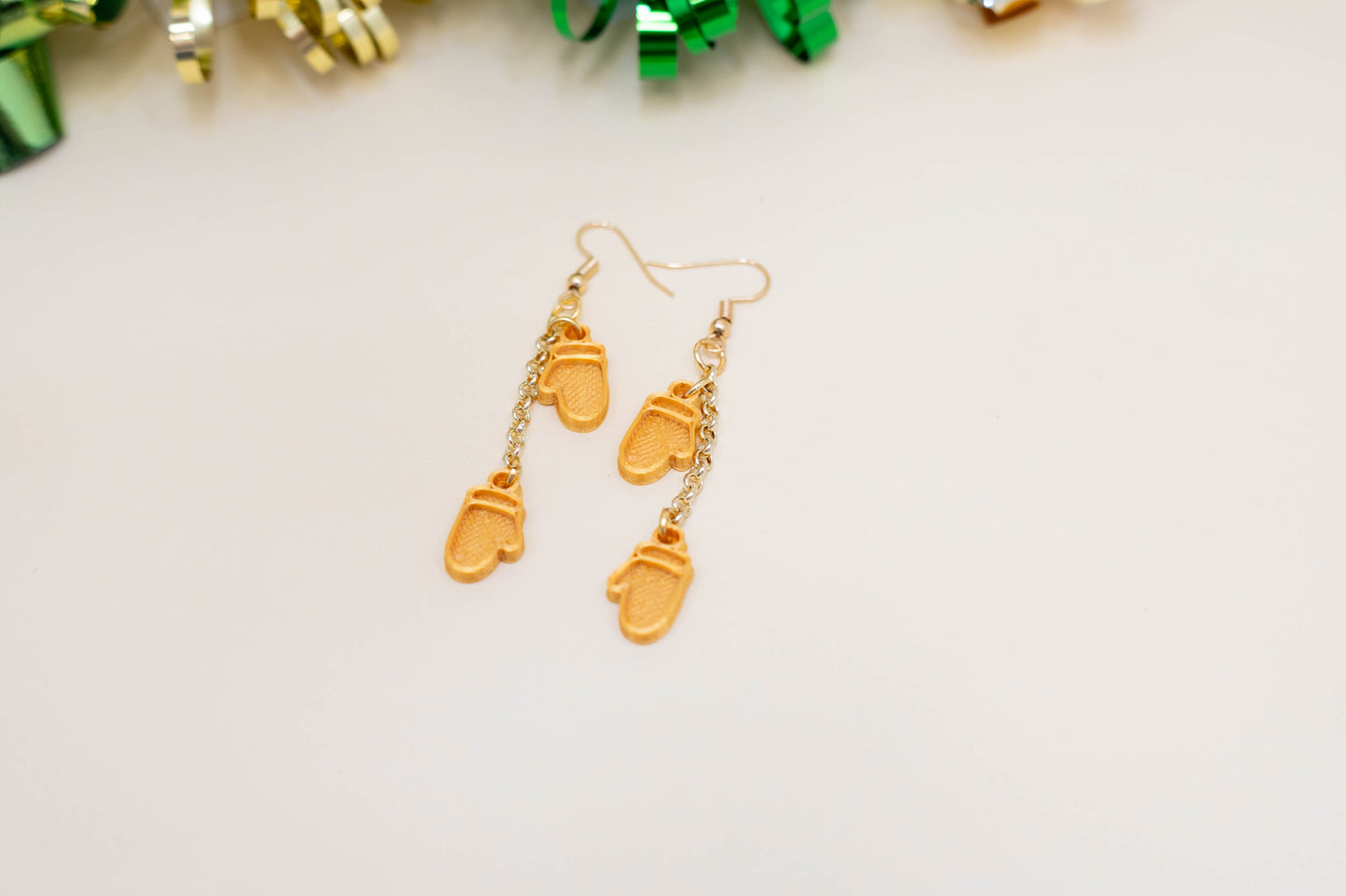 Golden Mitten Dangle Earrings