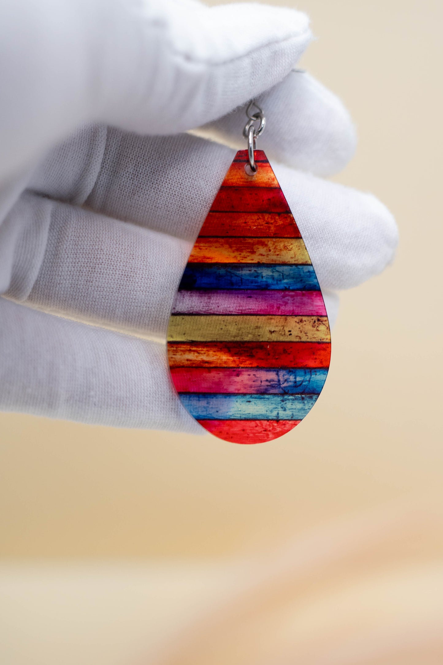 Rainbow Western Stripe Teardrop Earrings