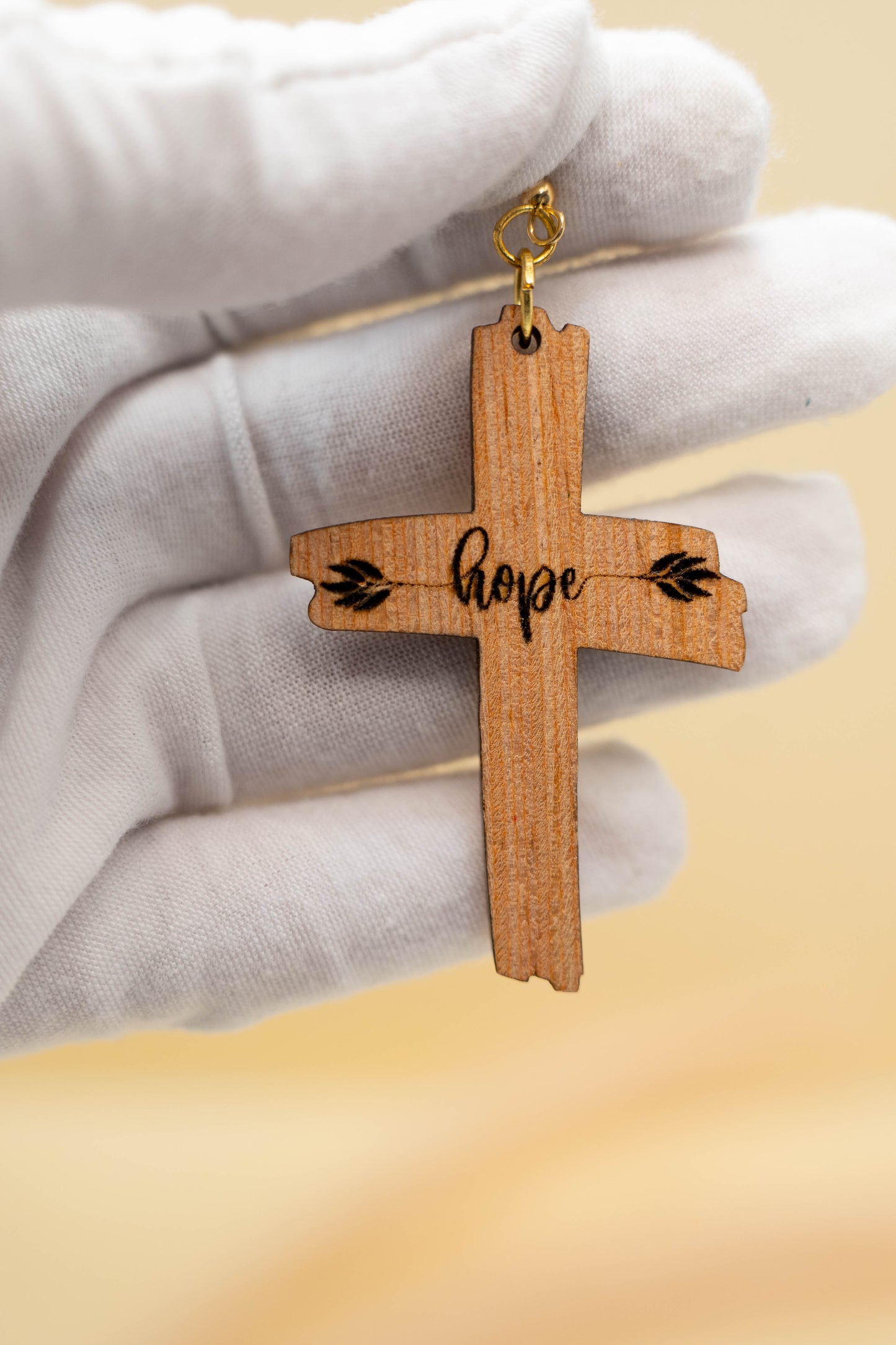 Hope Wooden Cross Earrings