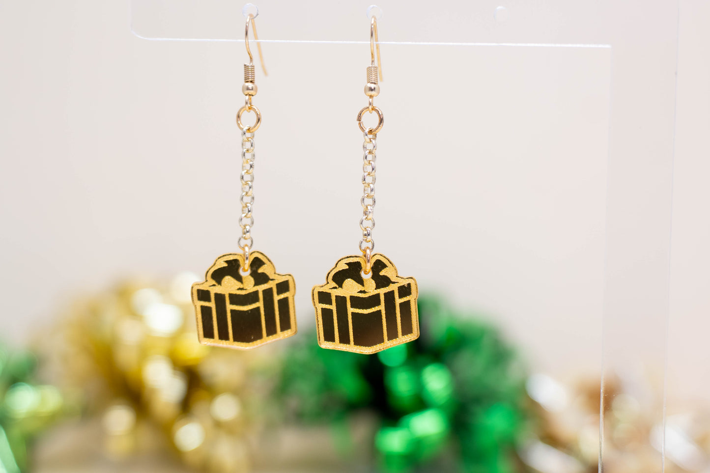 Golden Gift Box Earrings