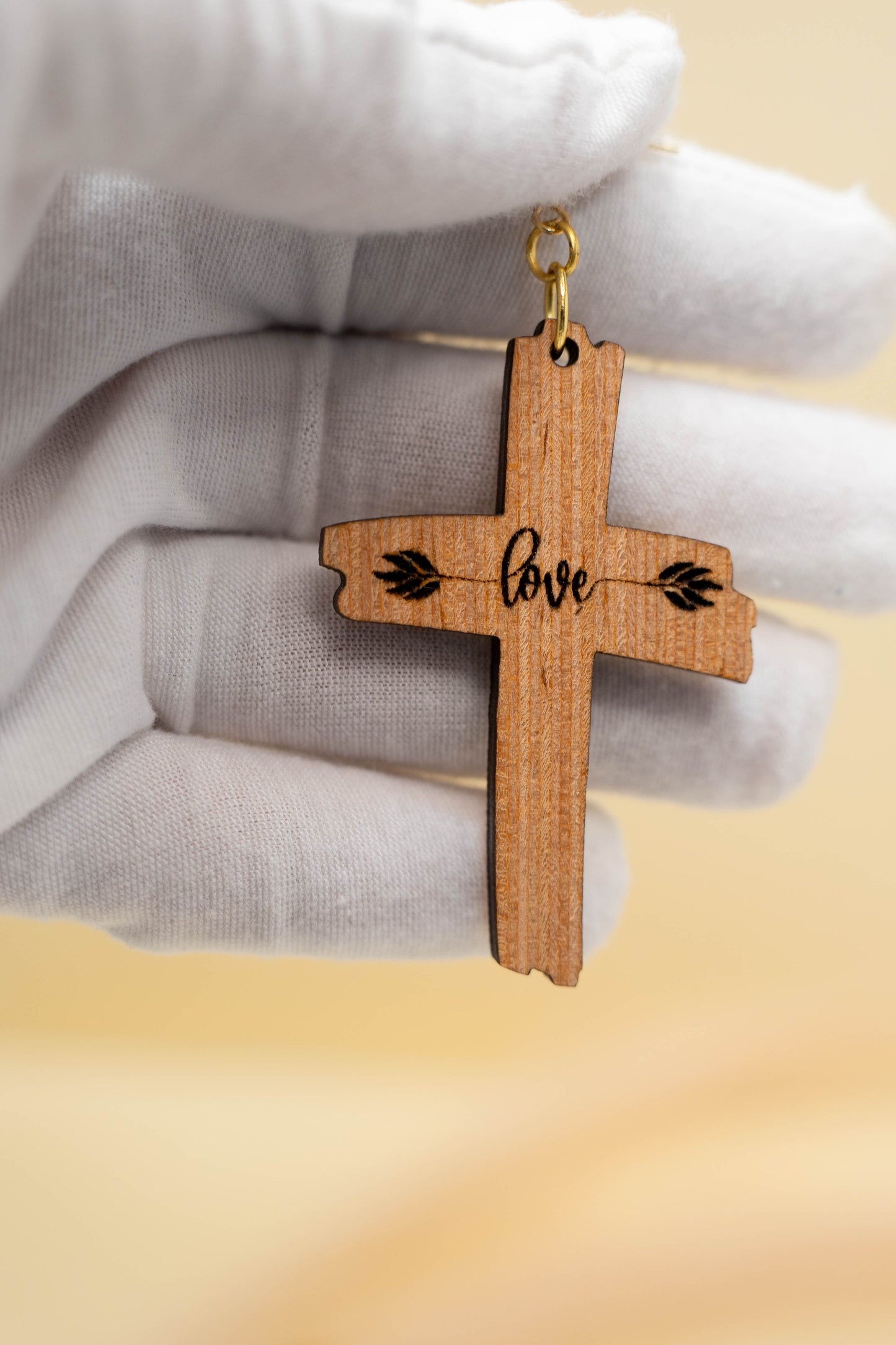 Hope Wooden Cross Earrings