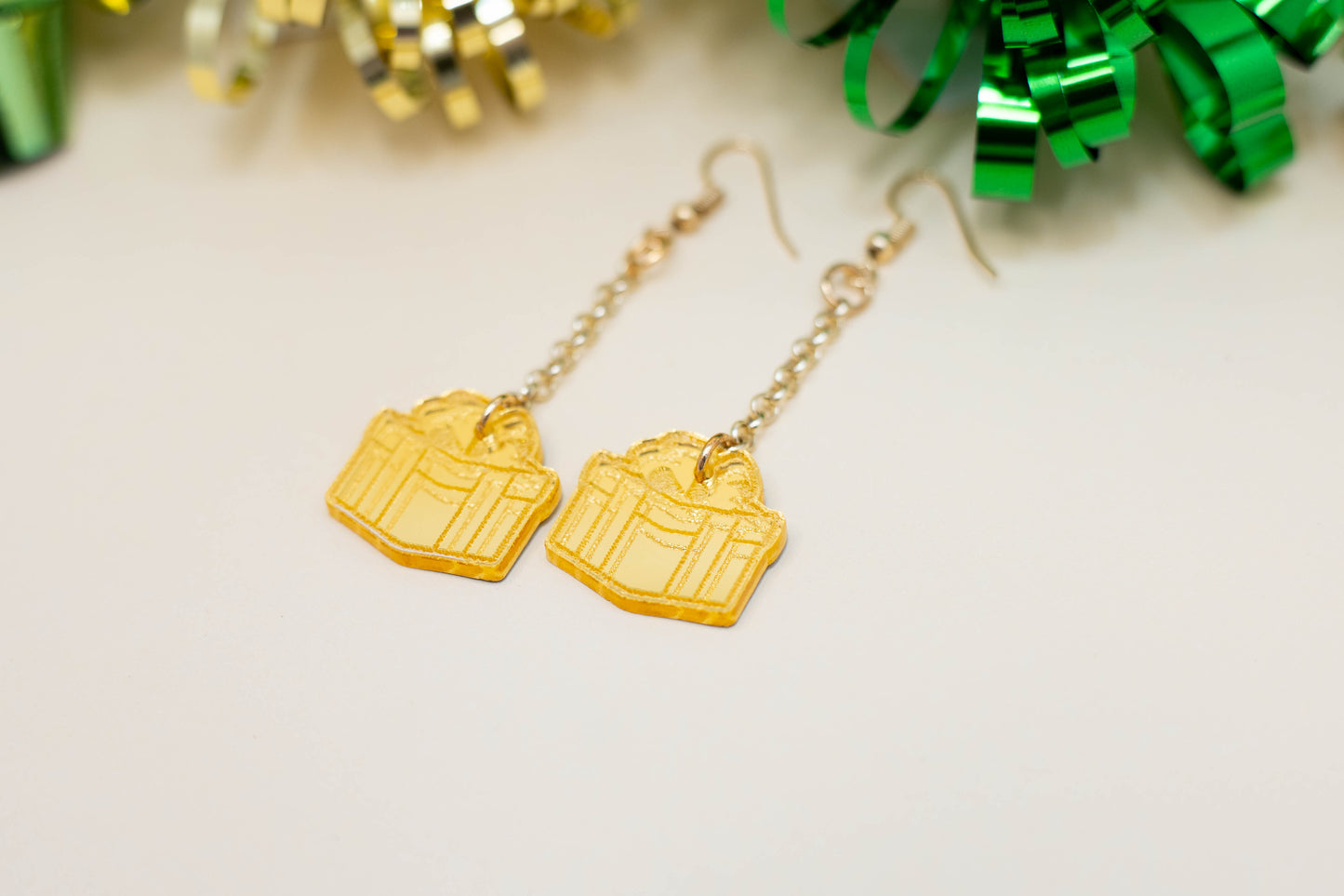 Golden Gift Box Earrings