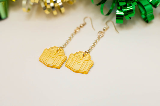 Golden Gift Box Earrings