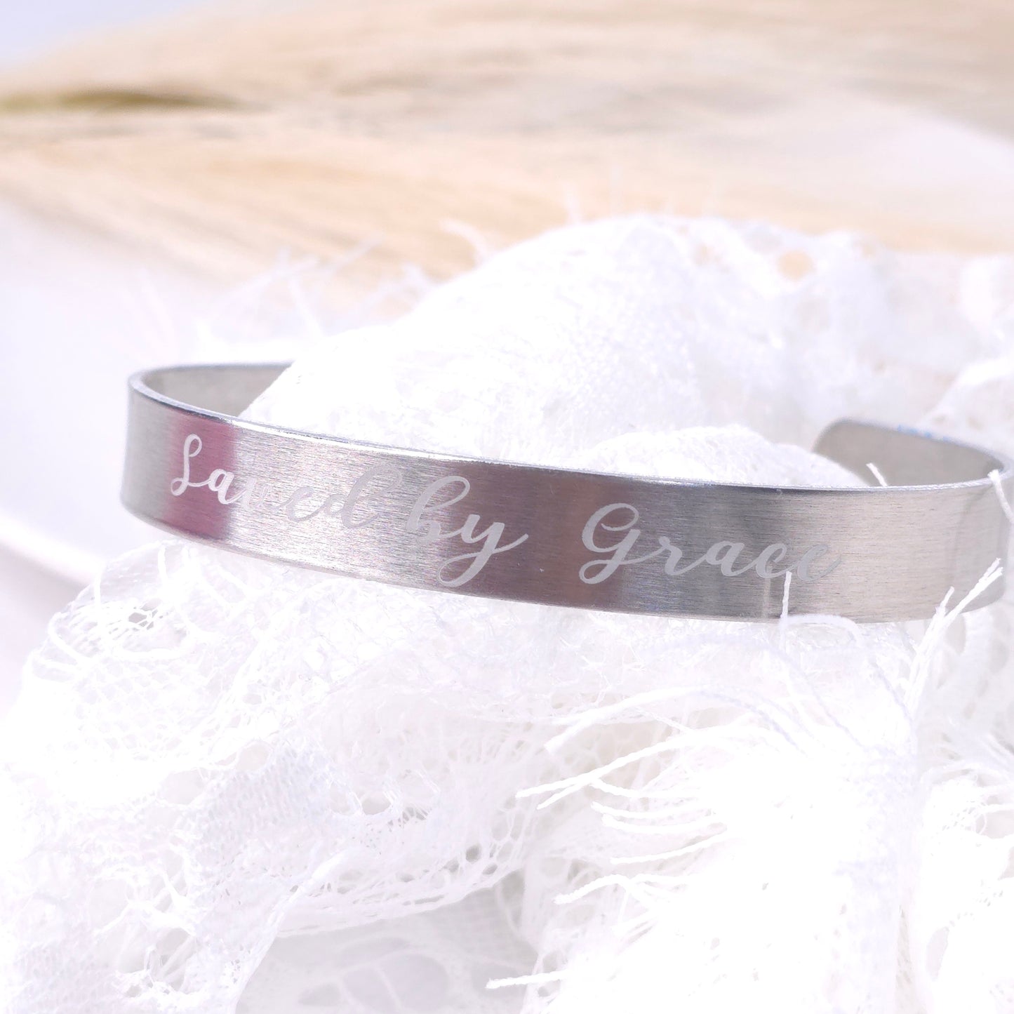 Saved by Grace – Engraved Cuff Bracelet