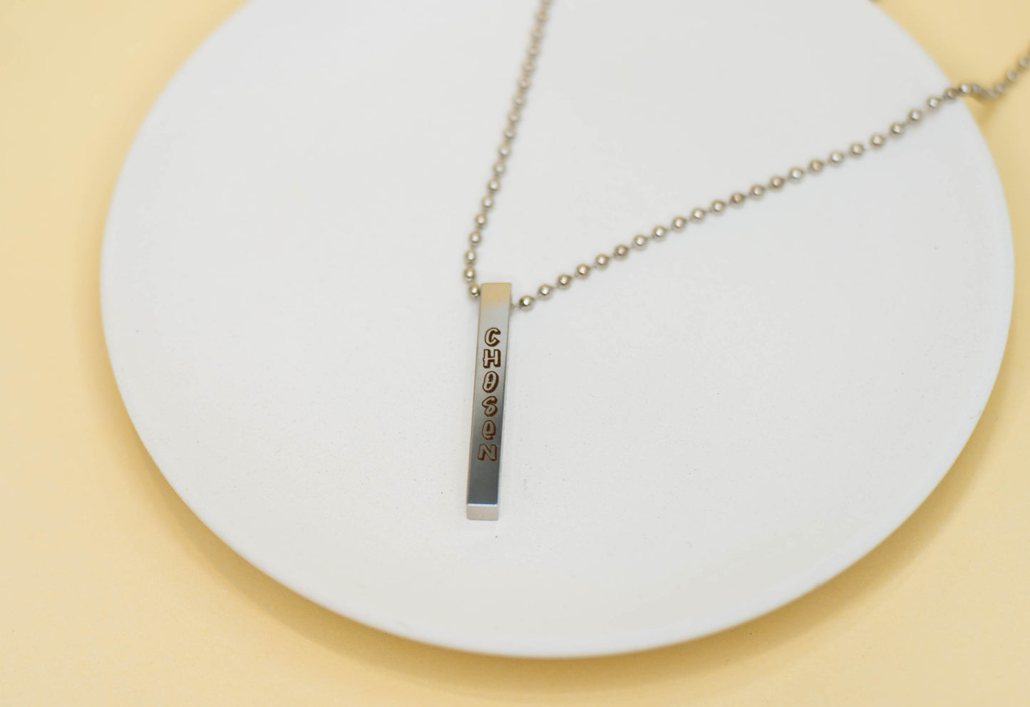 “Chosen” Bar Necklace – Faith-Inspired Stainless Steel Pendant