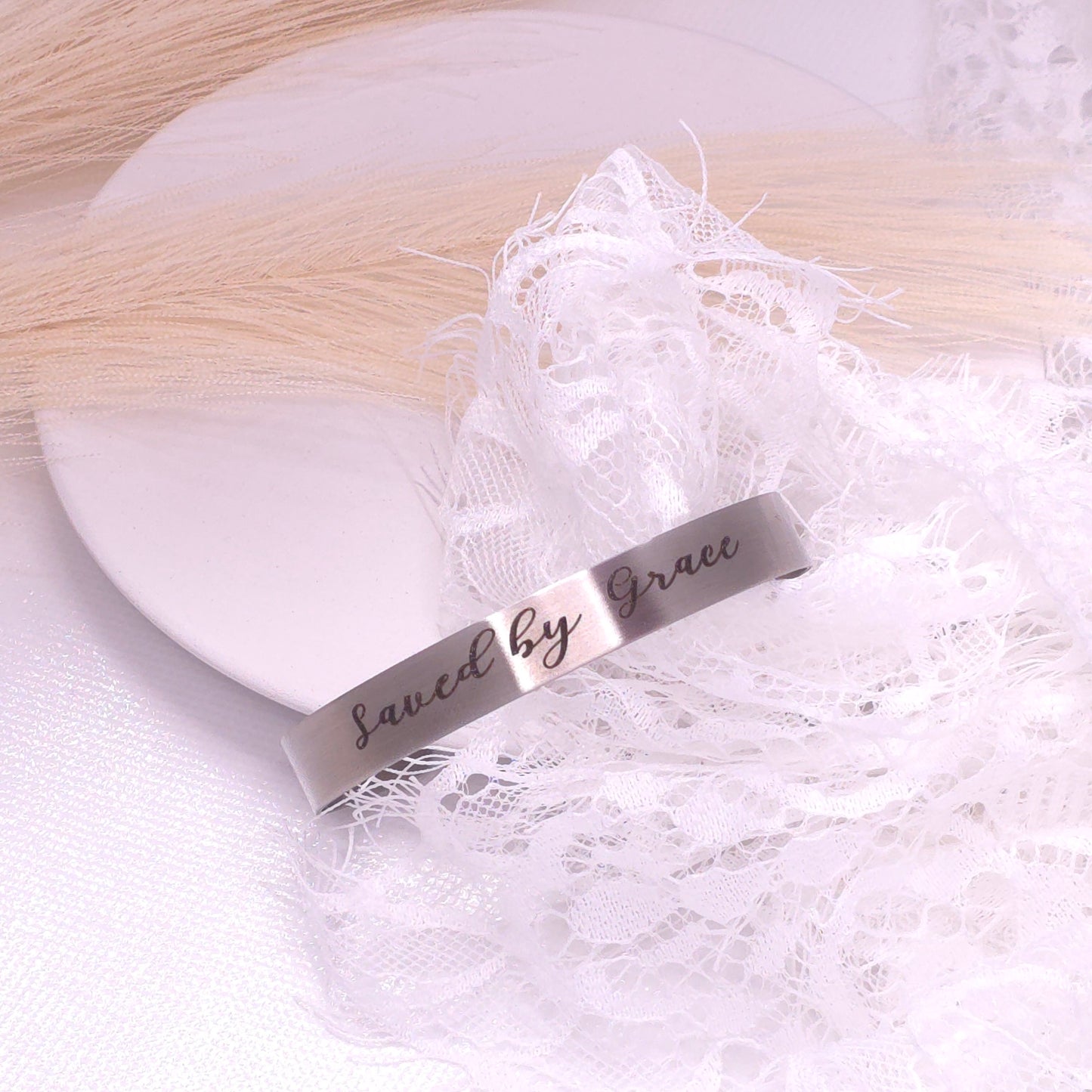 Saved by Grace – Engraved Cuff Bracelet